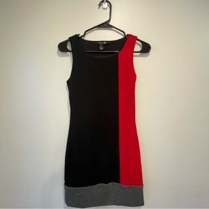 Forever 21 Red & Black Color-block Mid Mini Dress For Casual, Party, Work